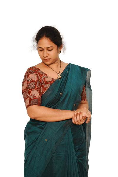 KALAMKARI ROUND NECK 10 INCH HANDS STRECHBLE BLOUSE