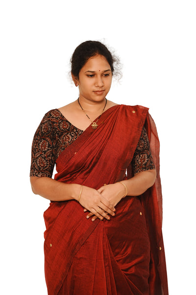KALAMKARI ROUND NECK 10 INCH HANDS STRECHBLE BLOUSE