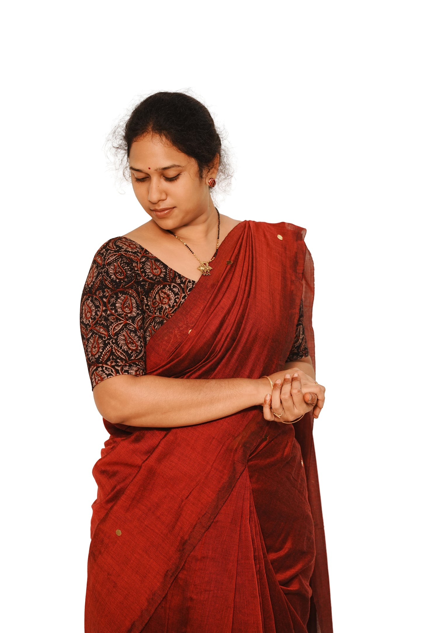 KALAMKARI ROUND NECK 10 INCH HANDS STRECHBLE BLOUSE