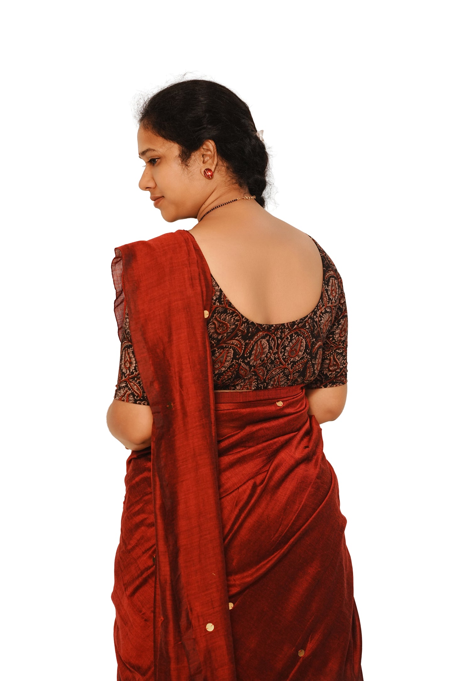 KALAMKARI ROUND NECK 10 INCH HANDS STRECHBLE BLOUSE