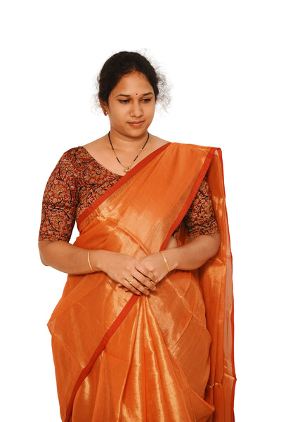 KALAMKARI ROUND NECK 10 INCH HANDS STRECHBLE BLOUSE