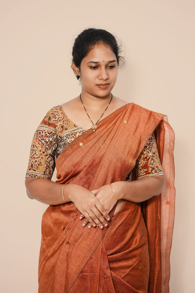 KALAMKARI ROUND NECK 10 INCH HANDS STRECHBLE BLOUSE