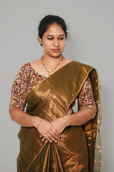 KALAMKARI ROUND NECK 10 INCH HANDS STRECHBLE BLOUSE