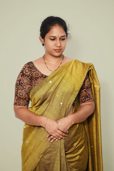 KALAMKARI ROUND NECK 10 INCH HANDS STRECHBLE BLOUSE