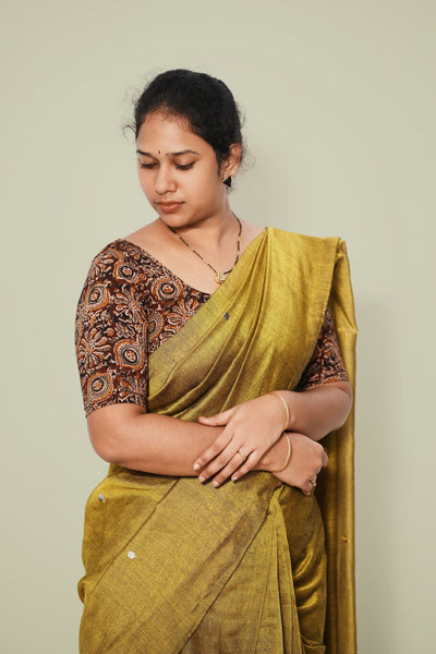 KALAMKARI ROUND NECK 10 INCH HANDS STRECHBLE BLOUSE