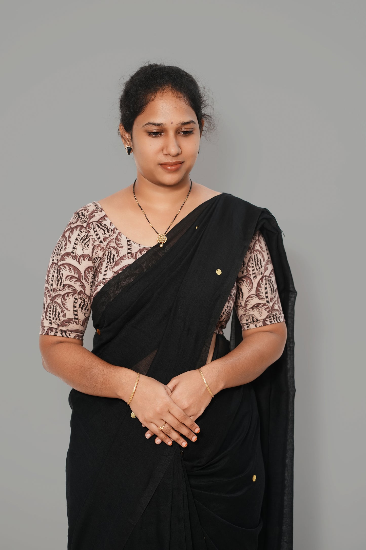 KALAMKARI ROUND NECK 10 INCH HANDS STRECHBLE BLOUSE