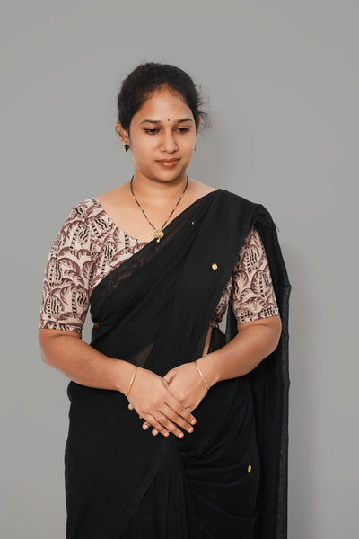 KALAMKARI ROUND NECK 10 INCH HANDS STRECHBLE BLOUSE