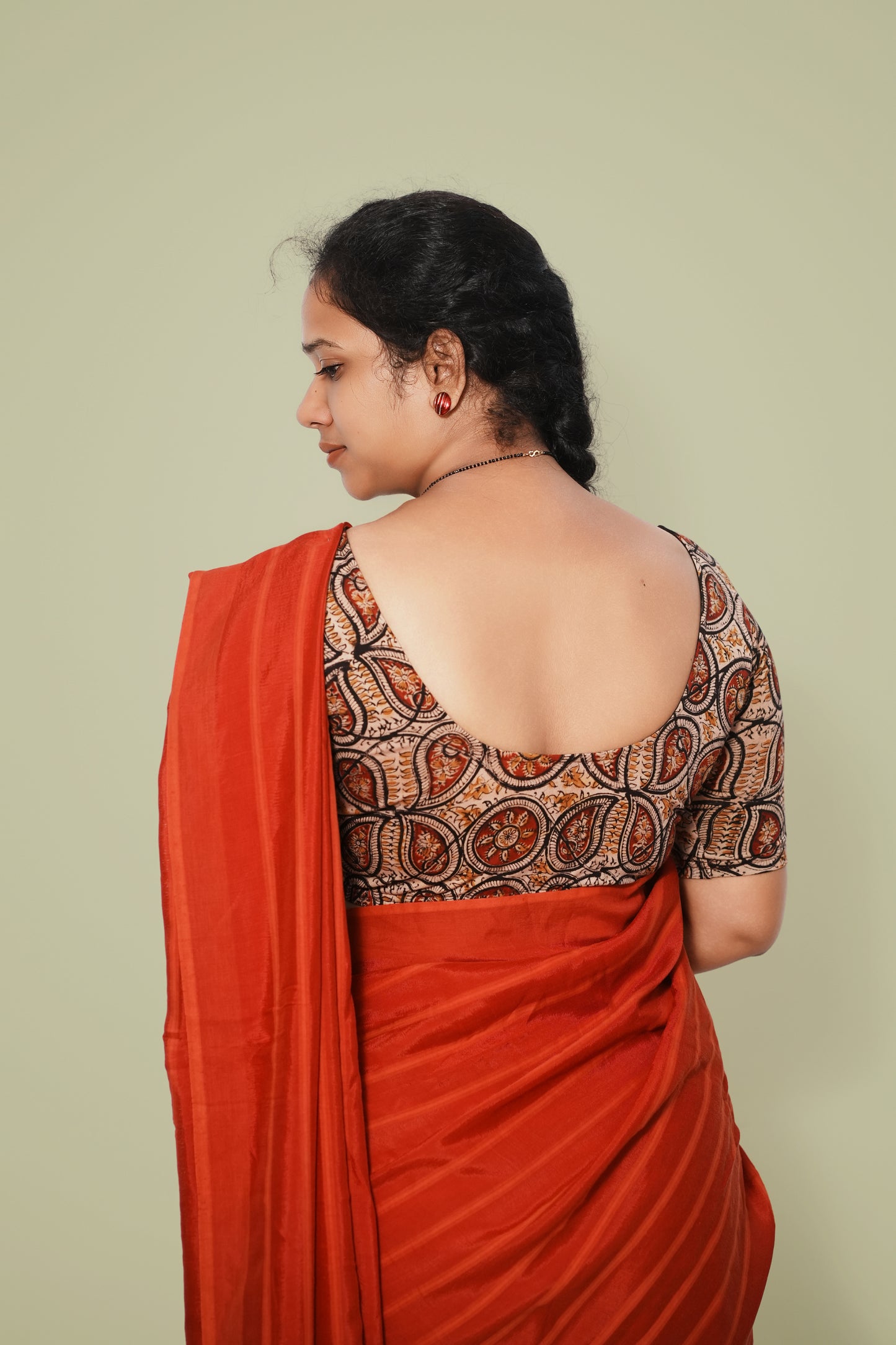 KALAMKARI ROUND NECK 10 INCH HANDS STRECHBLE BLOUSE
