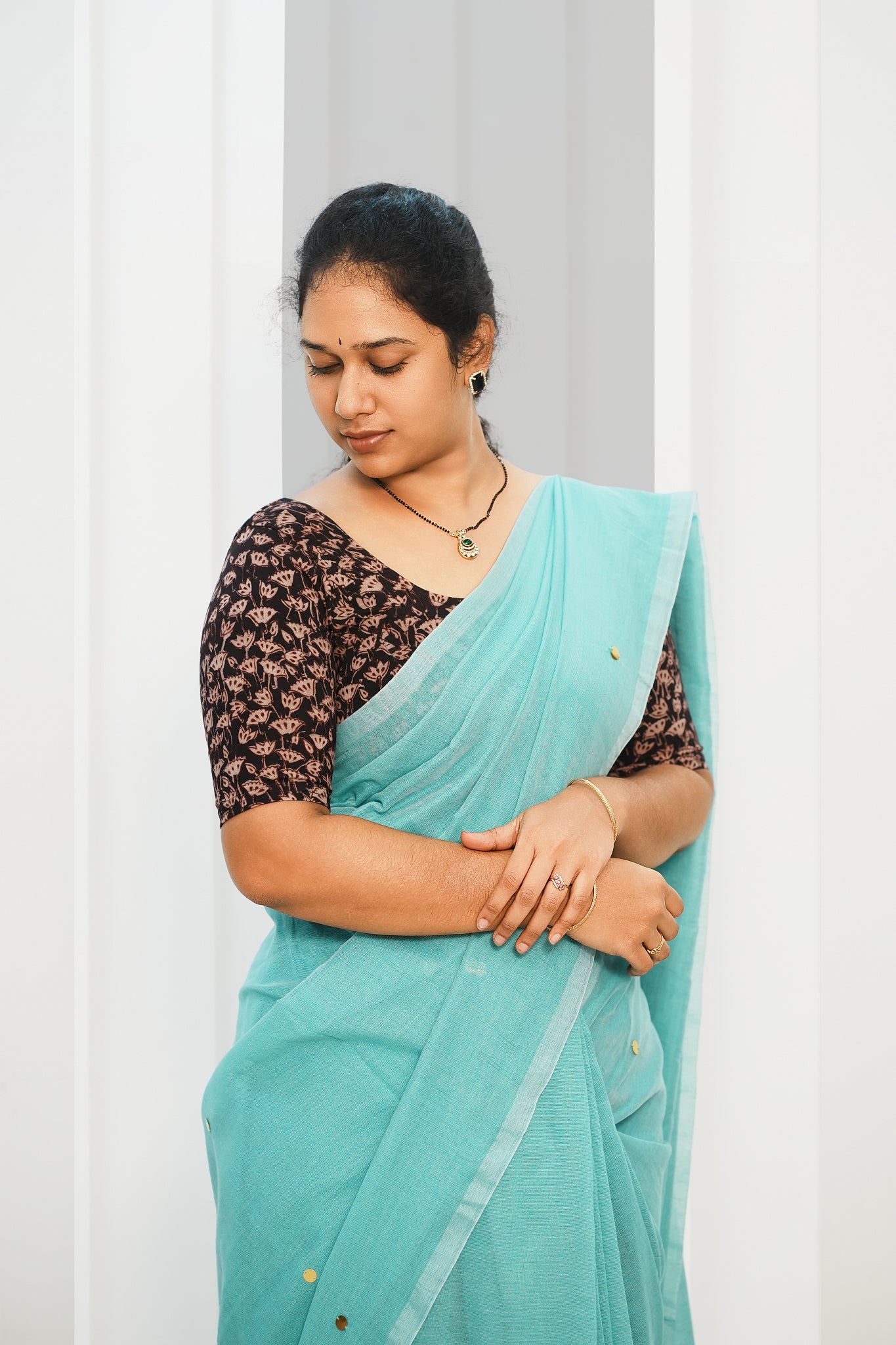 KALAMKARI ROUND NECK 10 INCH HANDS STRECHBLE BLOUSE
