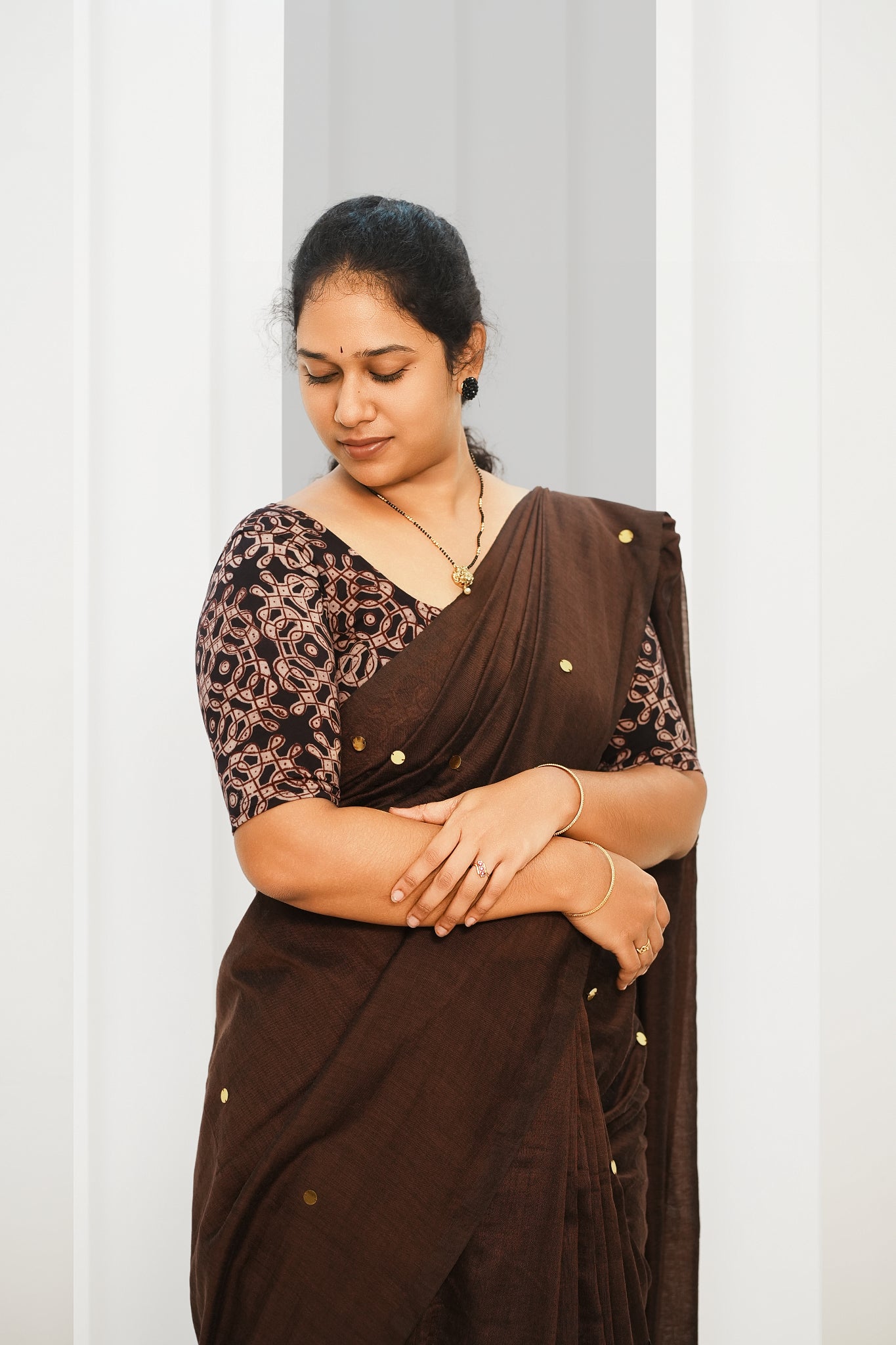 KALAMKARI ROUND NECK 10 INCH HANDS STRECHBLE BLOUSE