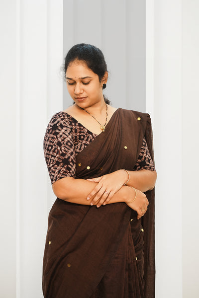 KALAMKARI ROUND NECK 10 INCH HANDS STRECHBLE BLOUSE