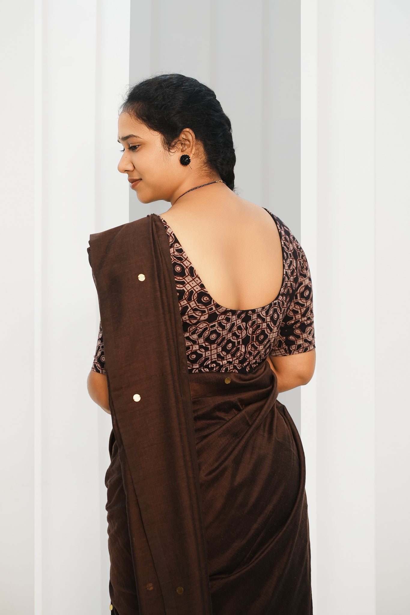 KALAMKARI ROUND NECK 10 INCH HANDS STRECHBLE BLOUSE