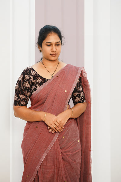 KALAMKARI ROUND NECK 10 INCH HANDS STRECHBLE BLOUSE