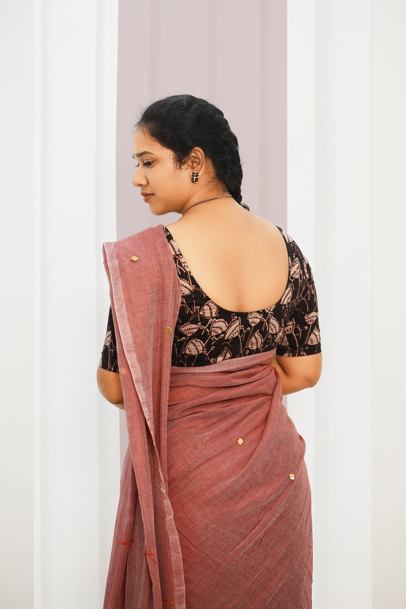 KALAMKARI ROUND NECK 10 INCH HANDS STRECHBLE BLOUSE