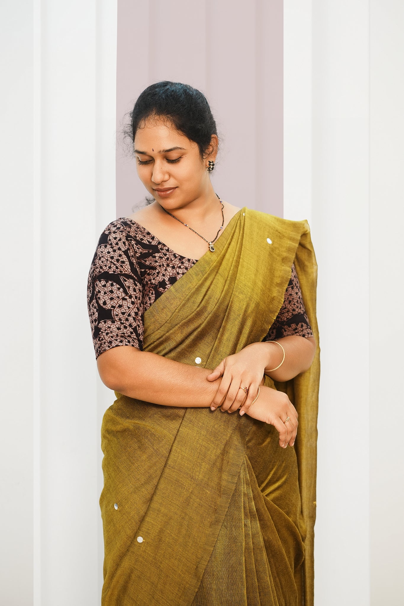 KALAMKARI ROUND NECK 10 INCH HANDS STRECHBLE BLOUSE