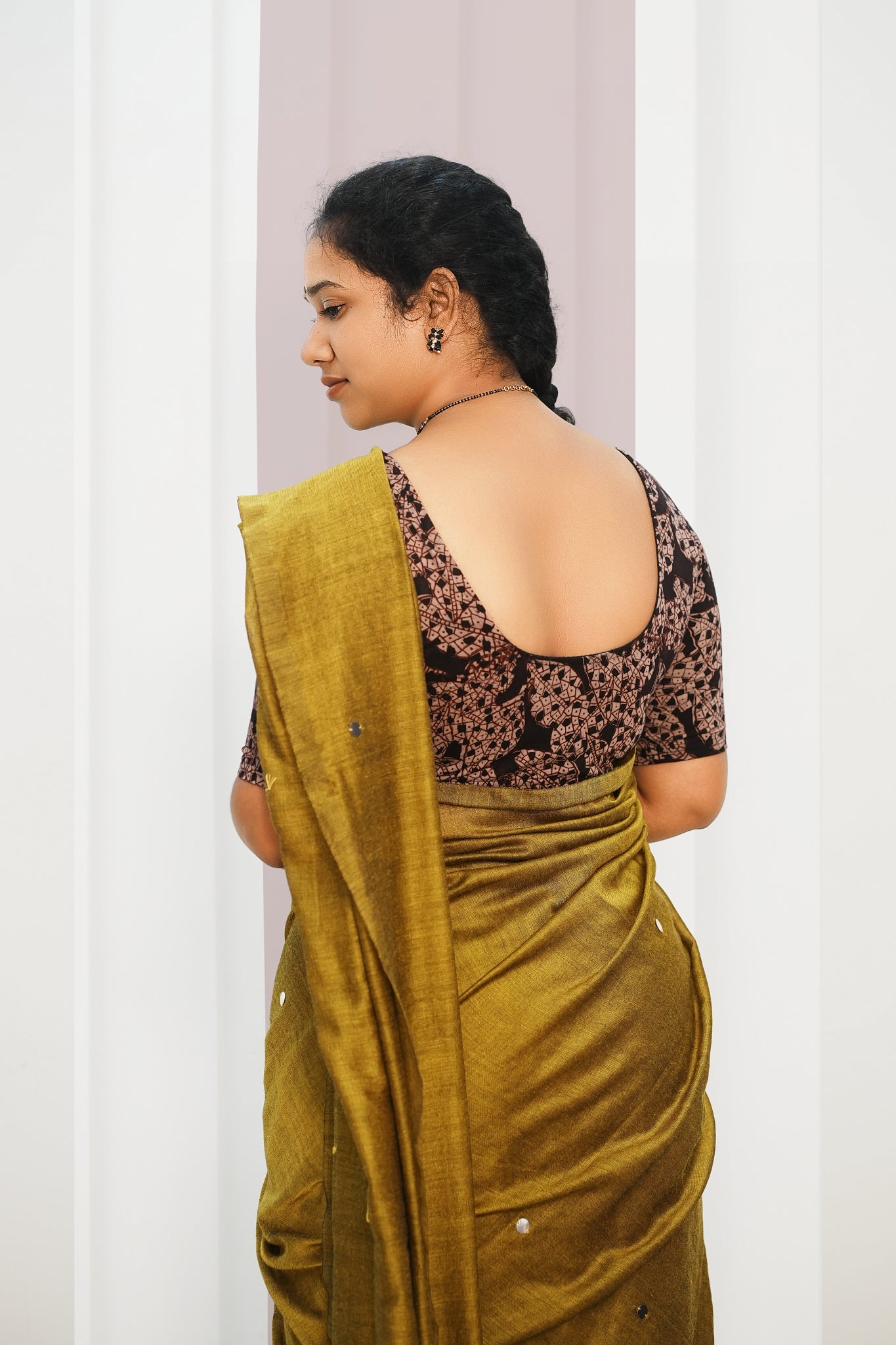 KALAMKARI ROUND NECK 10 INCH HANDS STRECHBLE BLOUSE