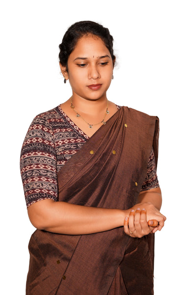 KALAMKARI V NECK 10 INCH HAND  STRECHBLE BLOUSE