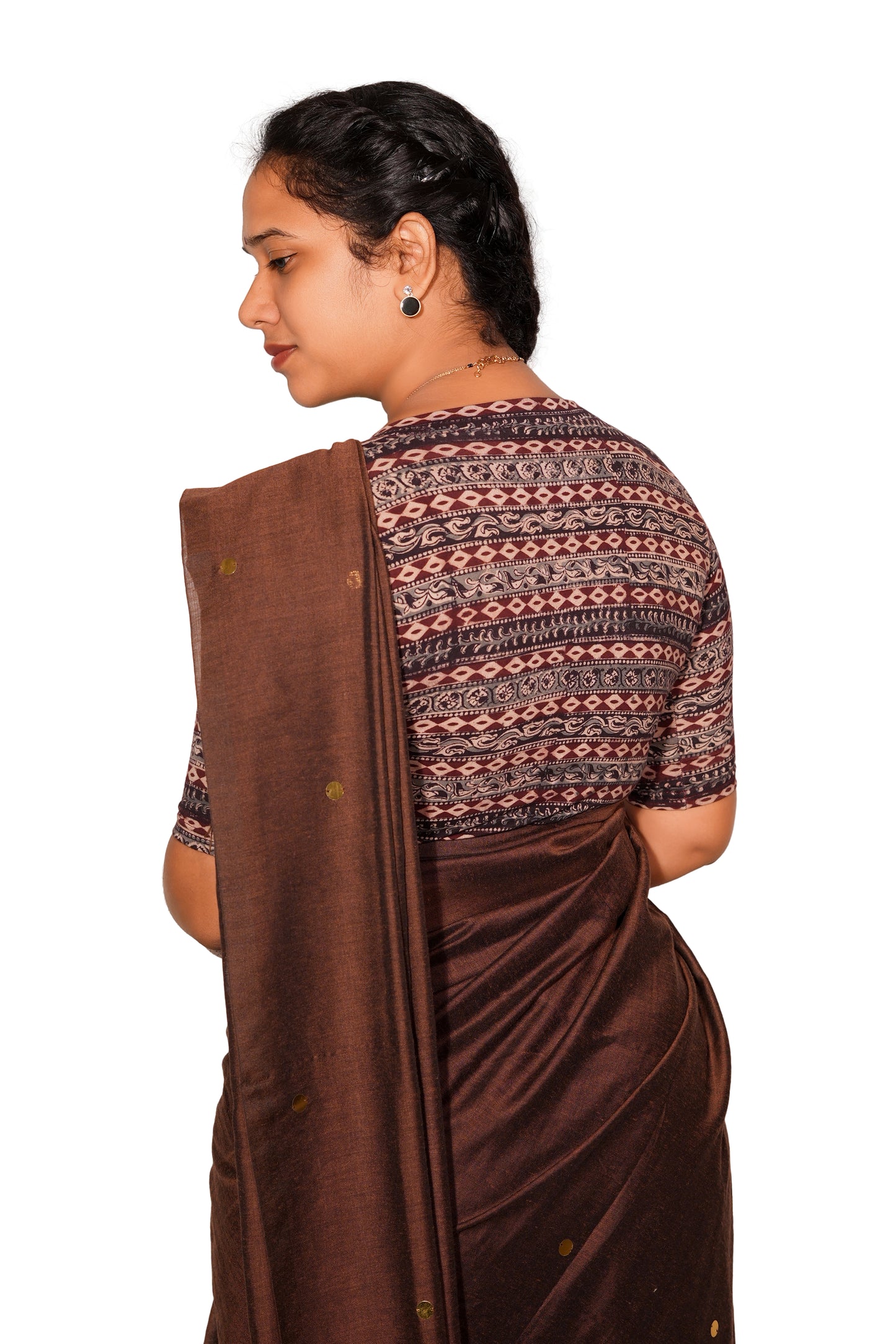 KALAMKARI V NECK 10 INCH HAND  STRECHBLE BLOUSE