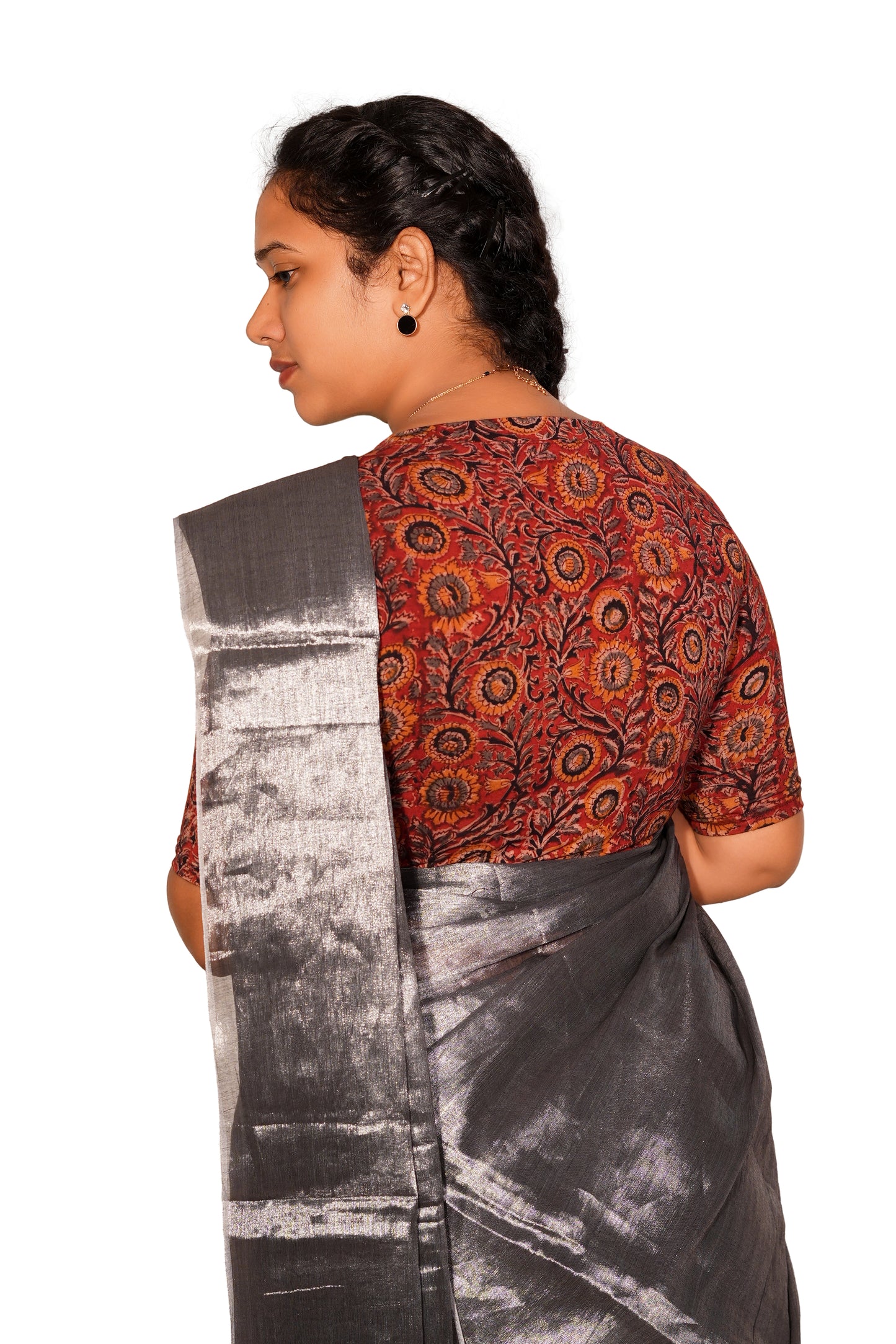 KALAMKARI V NECK 10 INCH HAND  STRECHBLE BLOUSE