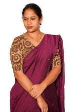 KALAMKARI V NECK 10 INCH HAND  STRECHBLE BLOUSE