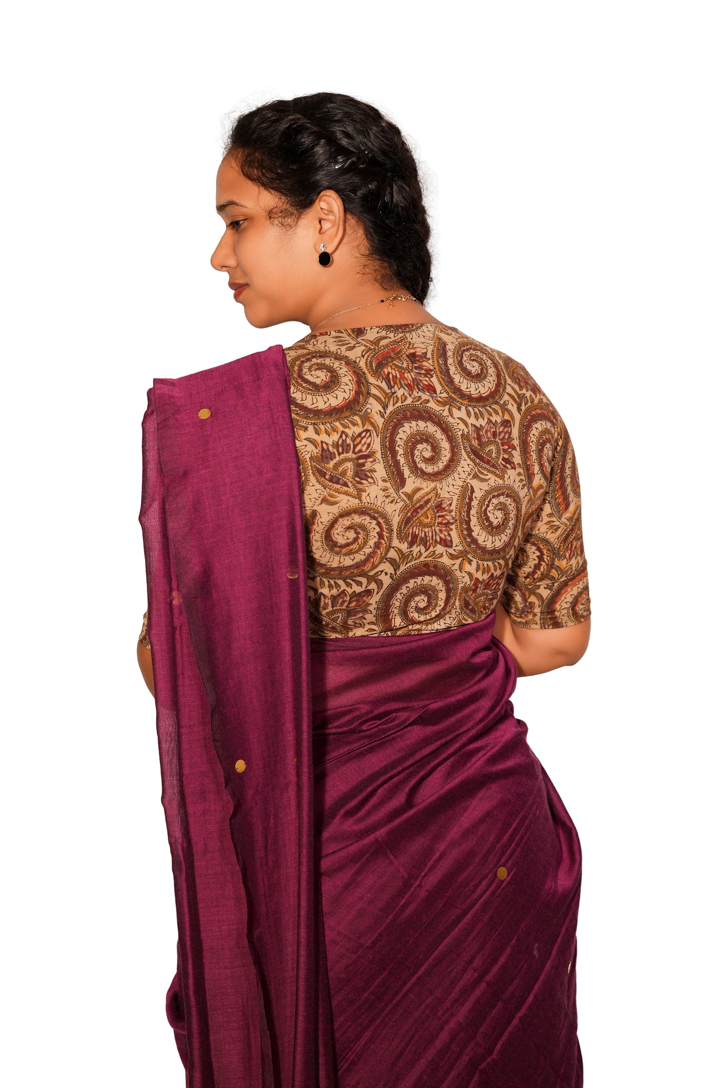KALAMKARI V NECK 10 INCH HAND  STRECHBLE BLOUSE