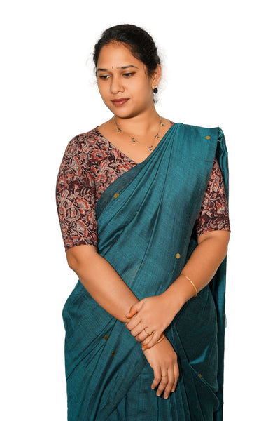 KALAMKARI V NECK 10 INCH HAND  STRECHBLE BLOUSE