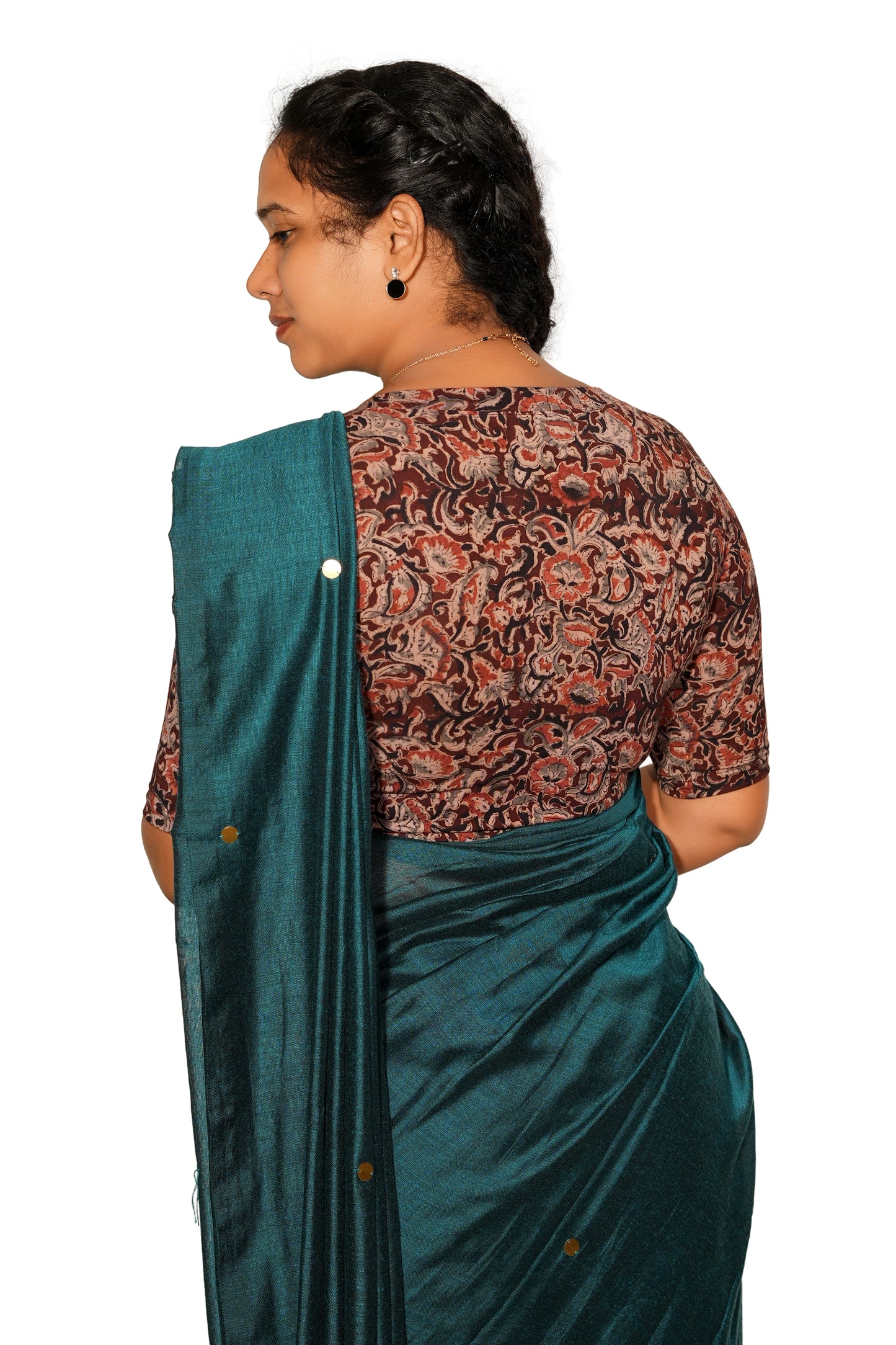KALAMKARI V NECK 10 INCH HAND  STRECHBLE BLOUSE