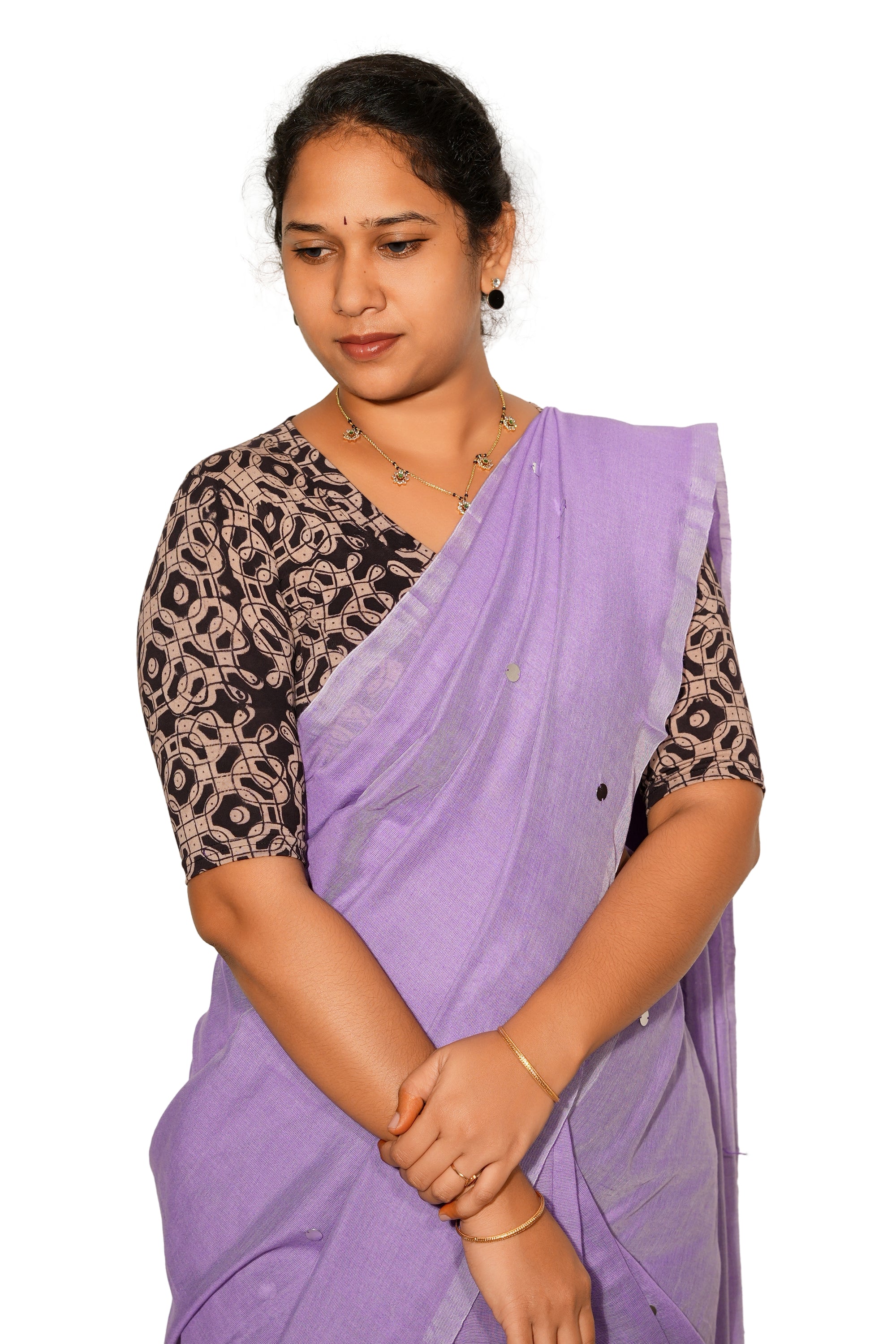 KALAMKARI V NECK 10 INCH HAND  STRECHBLE BLOUSE