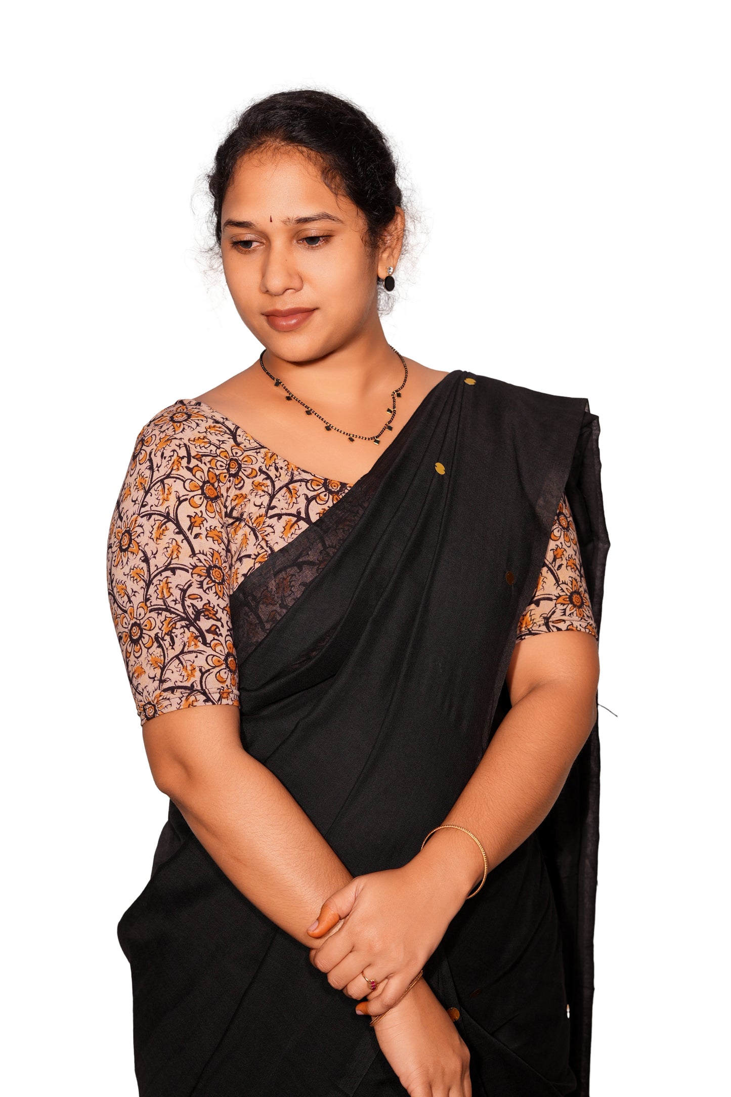 KALAMKARI ROUND NECK 10 INCH HANDS STRECHBLE BLOUSE