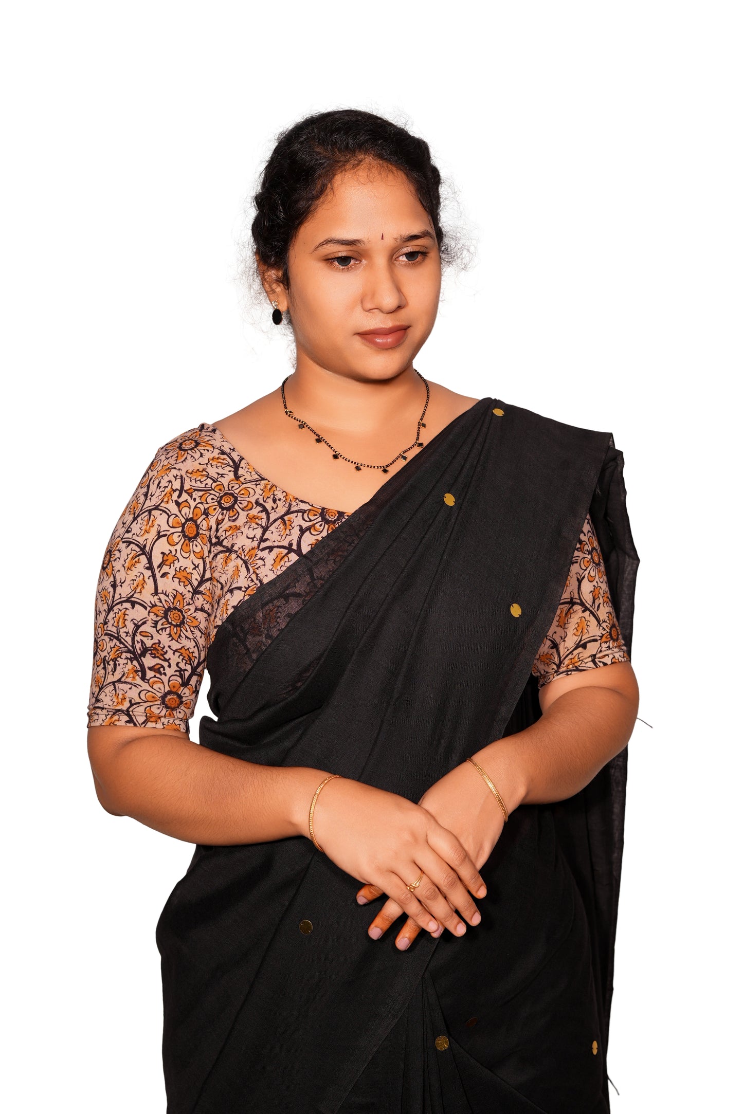 KALAMKARI ROUND NECK 10 INCH HANDS STRECHBLE BLOUSE