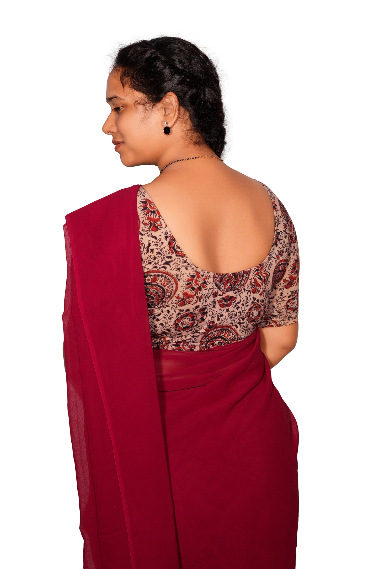 KALAMKARI ROUND NECK 10 INCH HANDS STRECHBLE BLOUSE