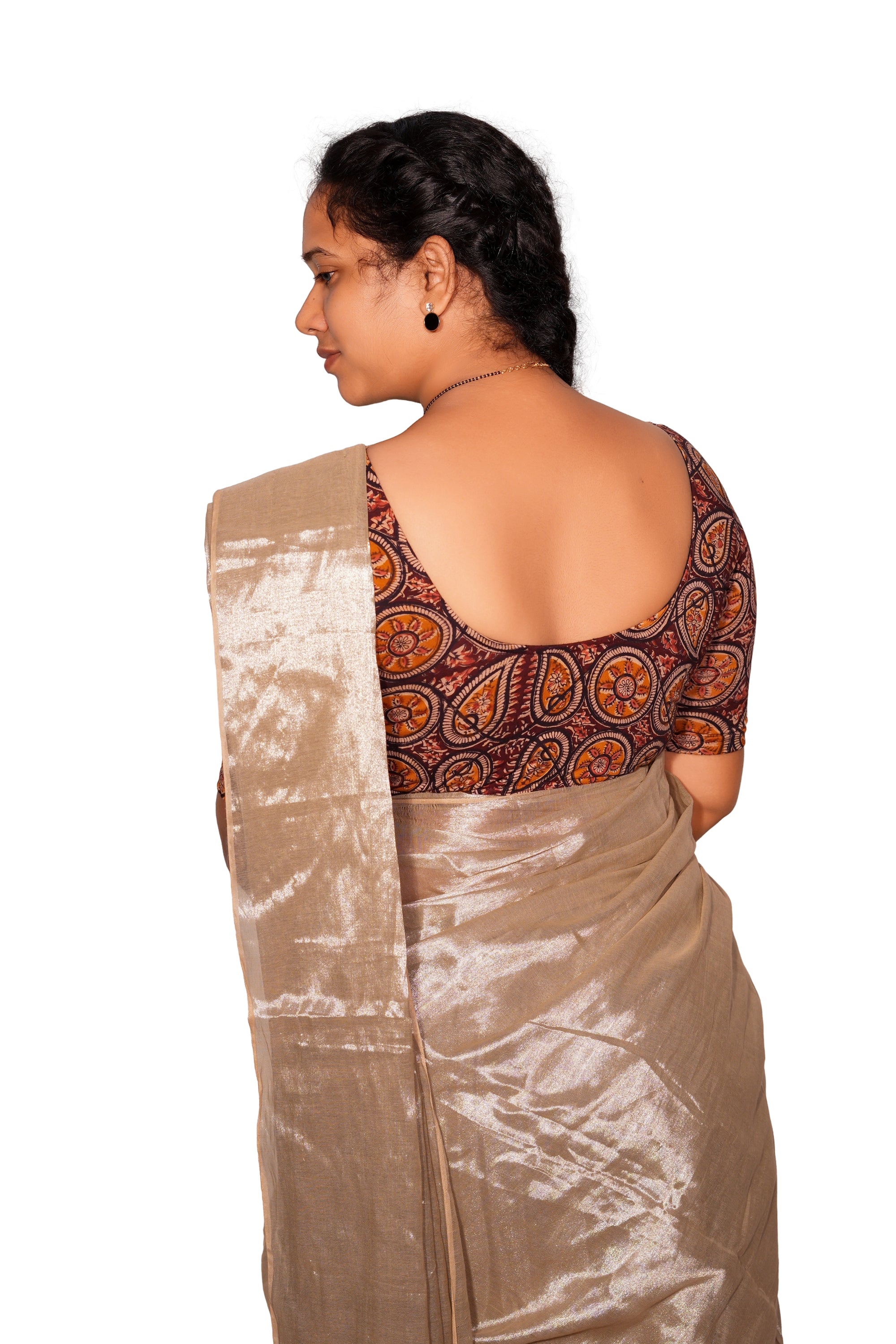 KALAMKARI ROUND NECK 10 INCH HANDS STRECHBLE BLOUSE