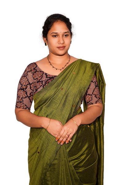 KALAMKARI ROUND NECK 10 INCH HANDS STRECHBLE BLOUSE