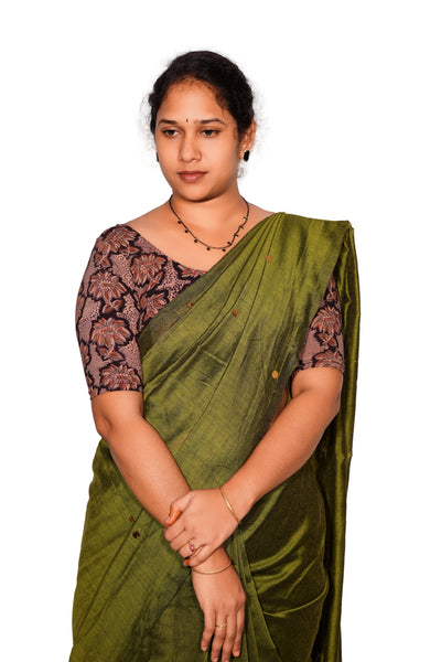 KALAMKARI ROUND NECK 10 INCH HANDS STRECHBLE BLOUSE