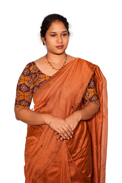 KALAMKARI ROUND NECK 10 INCH HANDS STRECHBLE BLOUSE