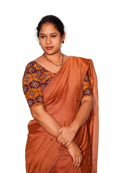 KALAMKARI ROUND NECK 10 INCH HANDS STRECHBLE BLOUSE