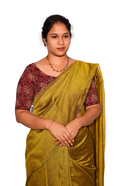 KALAMKARI ROUND NECK 10 INCH HANDS STRECHBLE BLOUSE