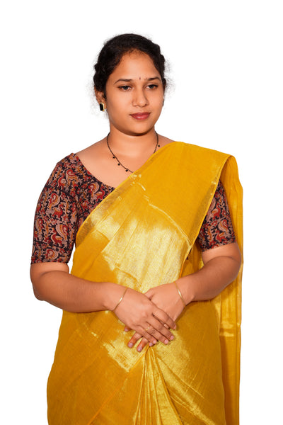 KALAMKARI ROUND NECK 10 INCH HANDS STRECHBLE BLOUSE