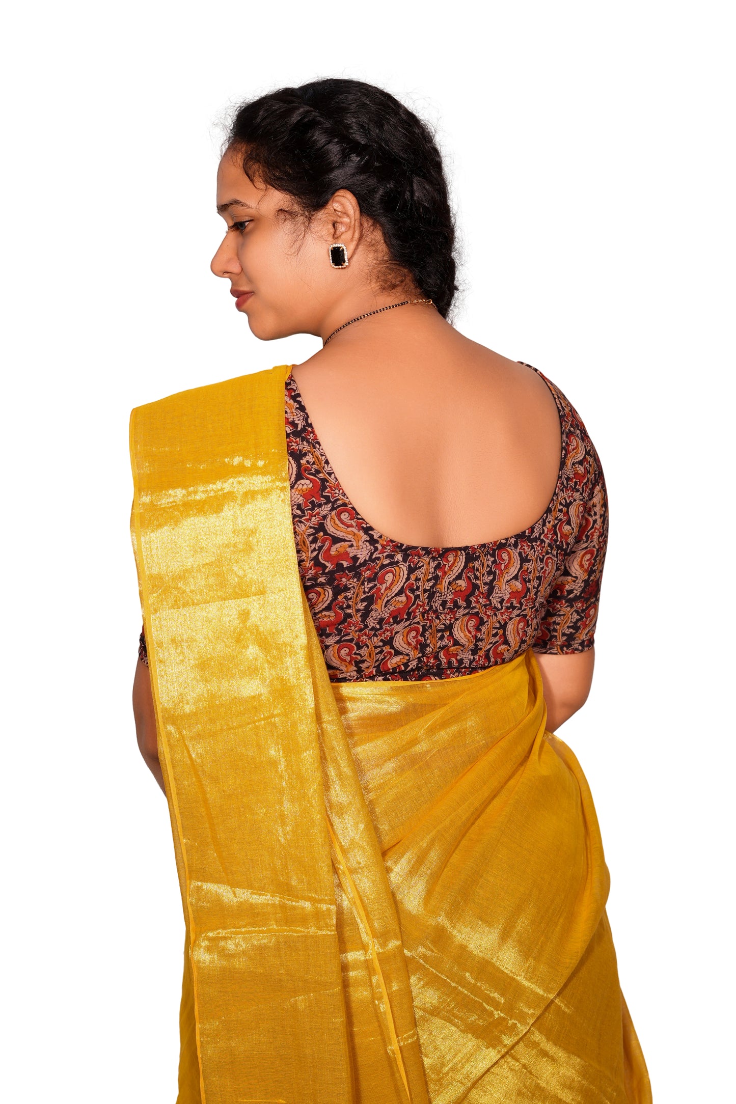KALAMKARI ROUND NECK 10 INCH HANDS STRECHBLE BLOUSE