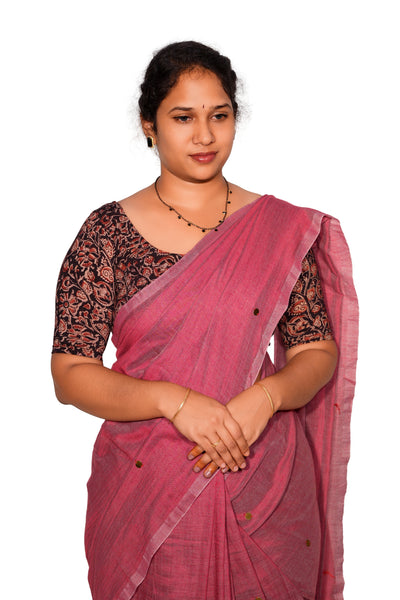 KALAMKARI ROUND NECK 10 INCH HANDS STRECHBLE BLOUSE