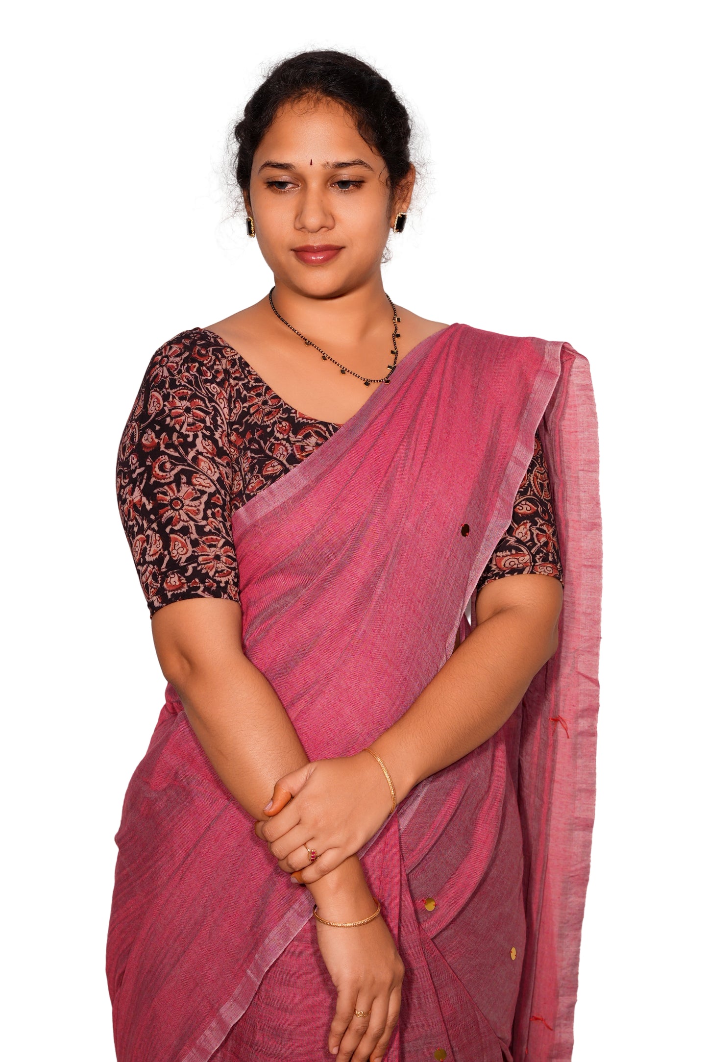 KALAMKARI ROUND NECK 10 INCH HANDS STRECHBLE BLOUSE