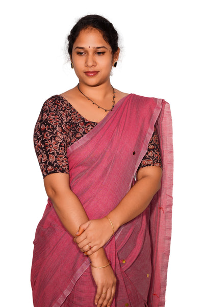 KALAMKARI ROUND NECK 10 INCH HANDS STRECHBLE BLOUSE