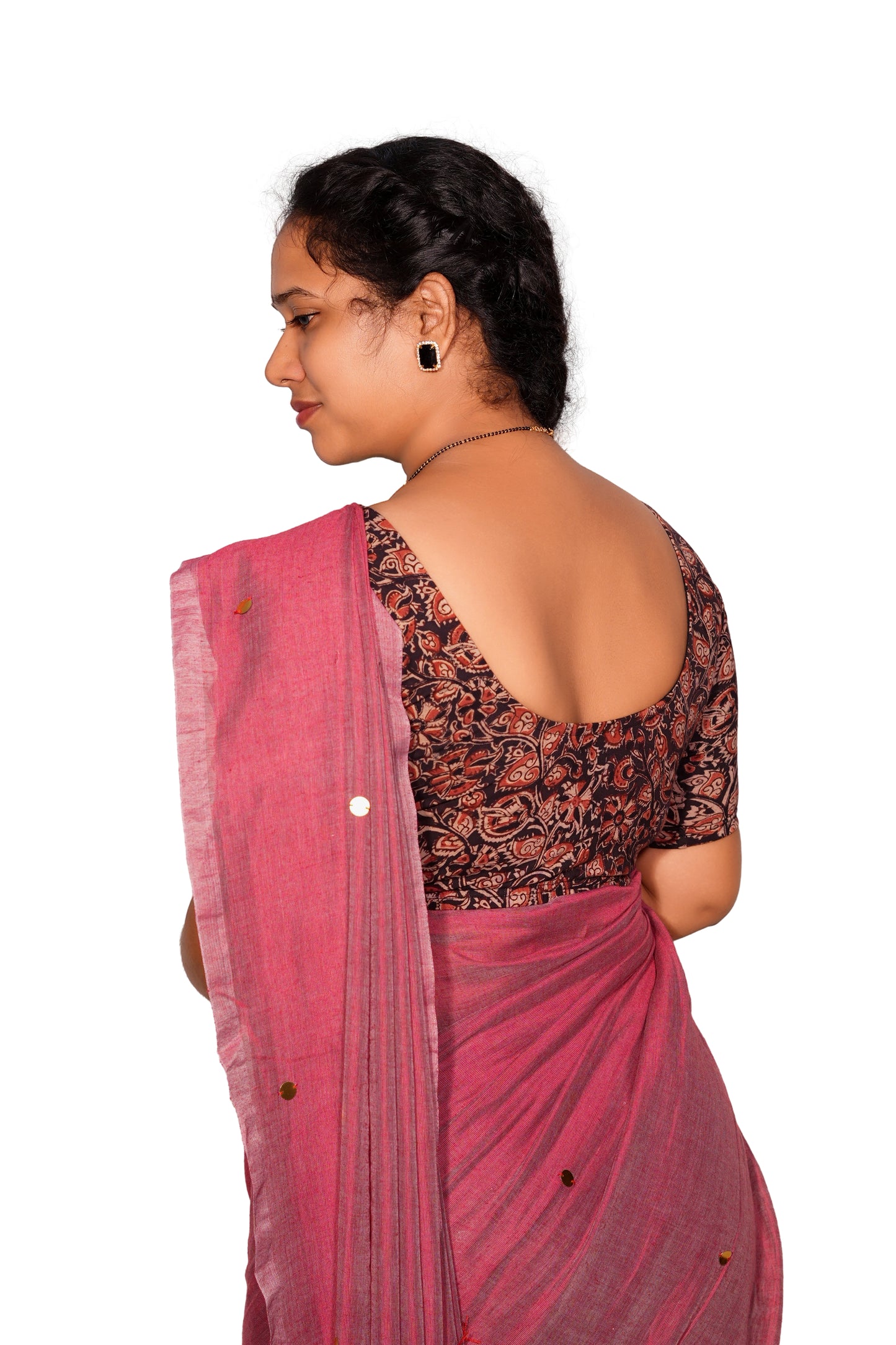 KALAMKARI ROUND NECK 10 INCH HANDS STRECHBLE BLOUSE