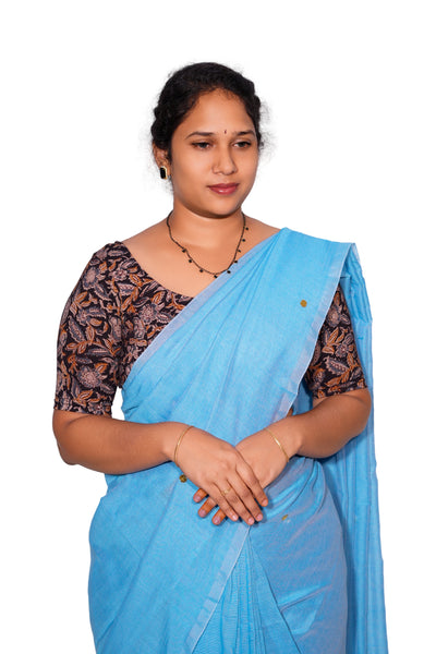 KALAMKARI ROUND NECK 10 INCH HANDS STRECHBLE BLOUSE