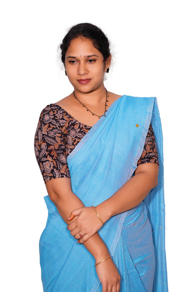 KALAMKARI ROUND NECK 10 INCH HANDS STRECHBLE BLOUSE