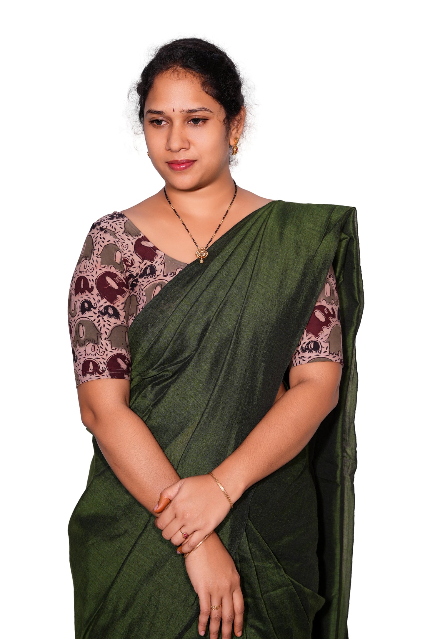 KALAMKARI ROUND NECK 10 INCH HANDS STRECHBLE BLOUSE
