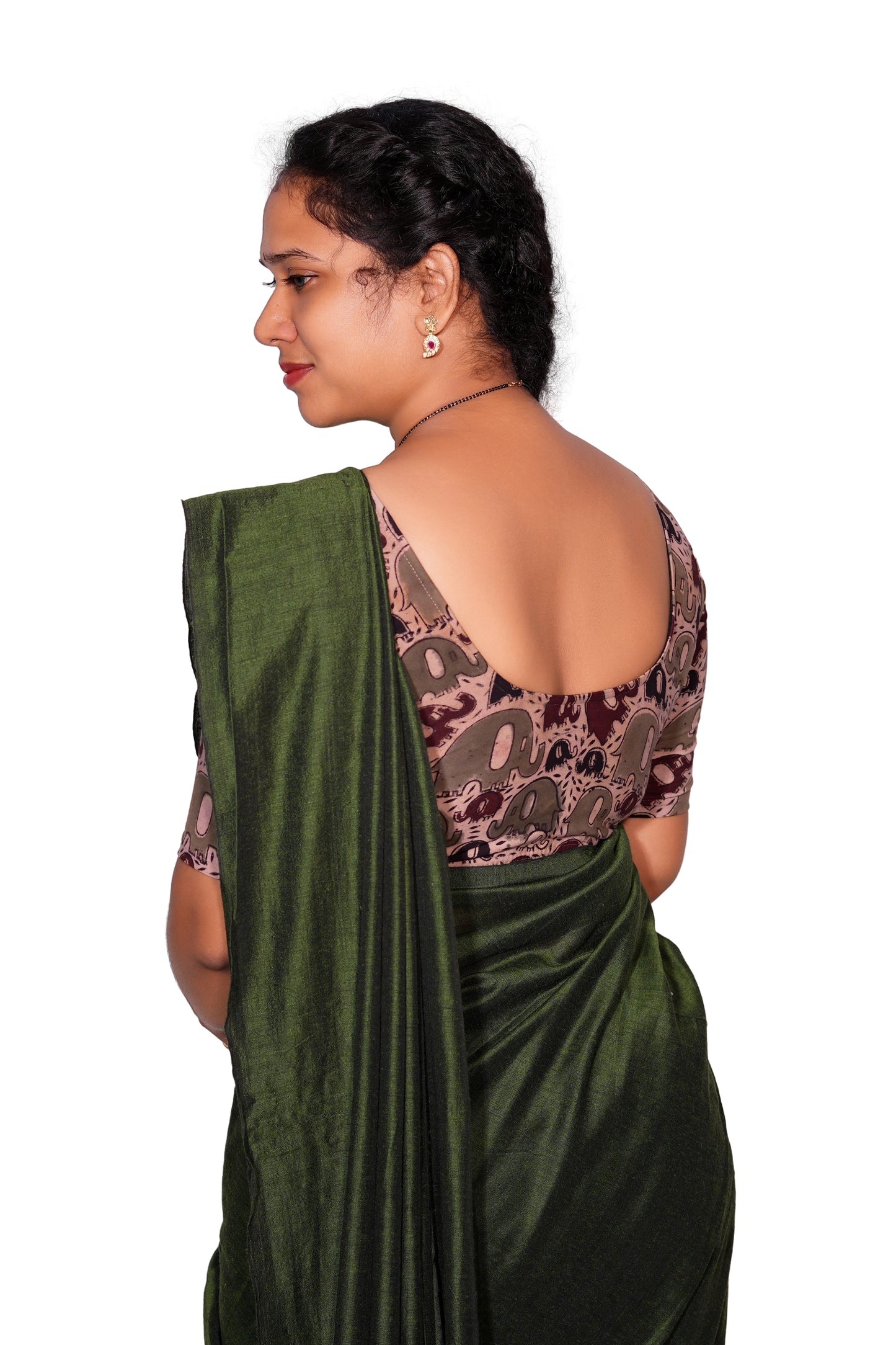 KALAMKARI ROUND NECK 10 INCH HANDS STRECHBLE BLOUSE