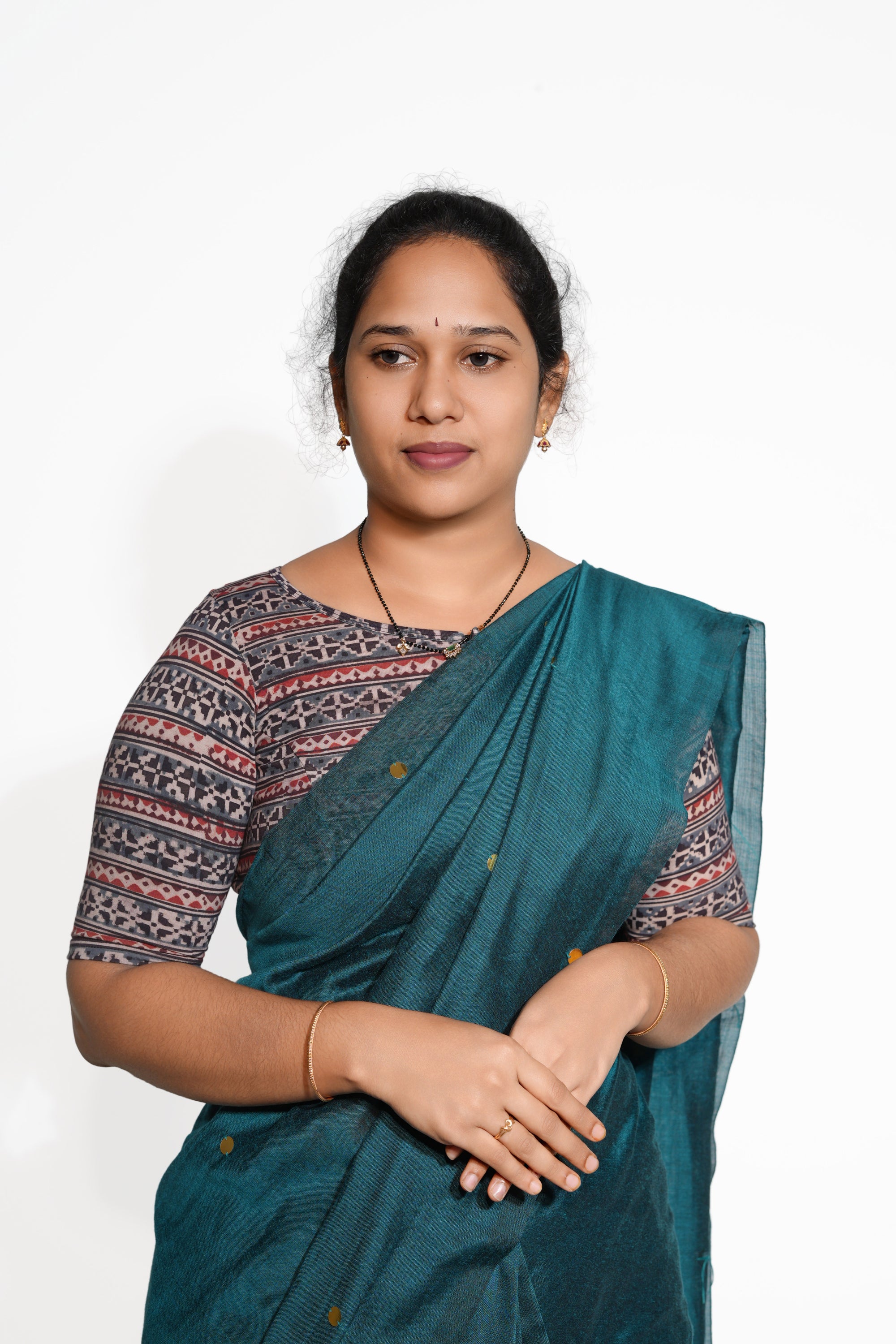 KALAMKARI BOAT NECK OPEN 10 HAND'S STREACHBLE  BLOUSE