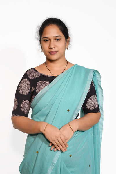 KALAMKARI BOAT NECK OPEN 10 HAND'S STREACHBLE  BLOUSE