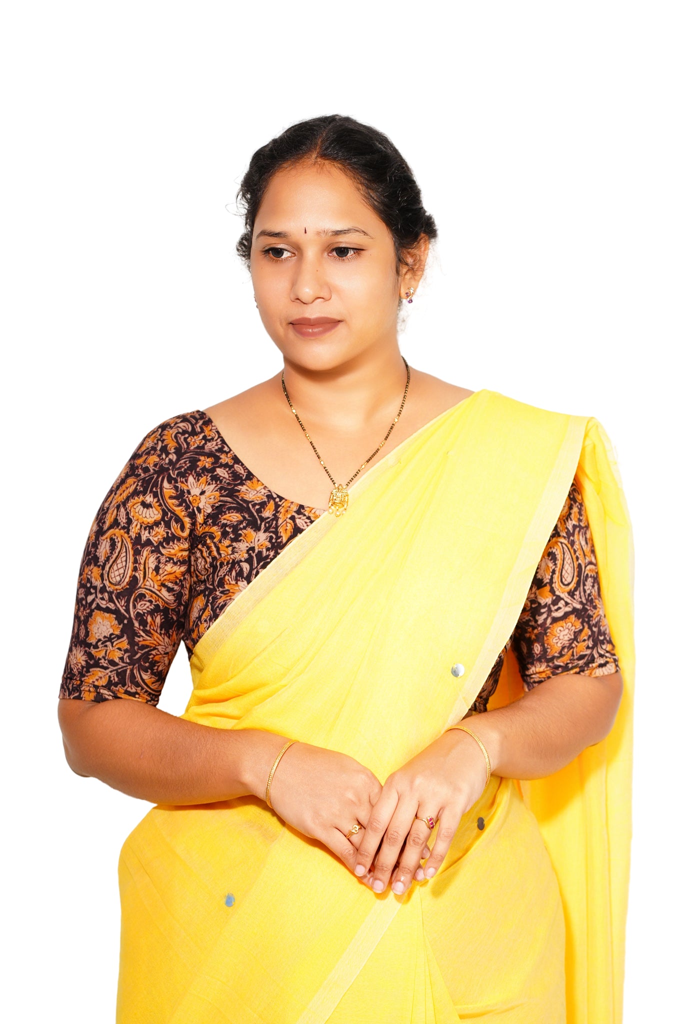 KALAMKARI ROUND NECK 10 INCH HANDS STRECHBLE BLOUSE